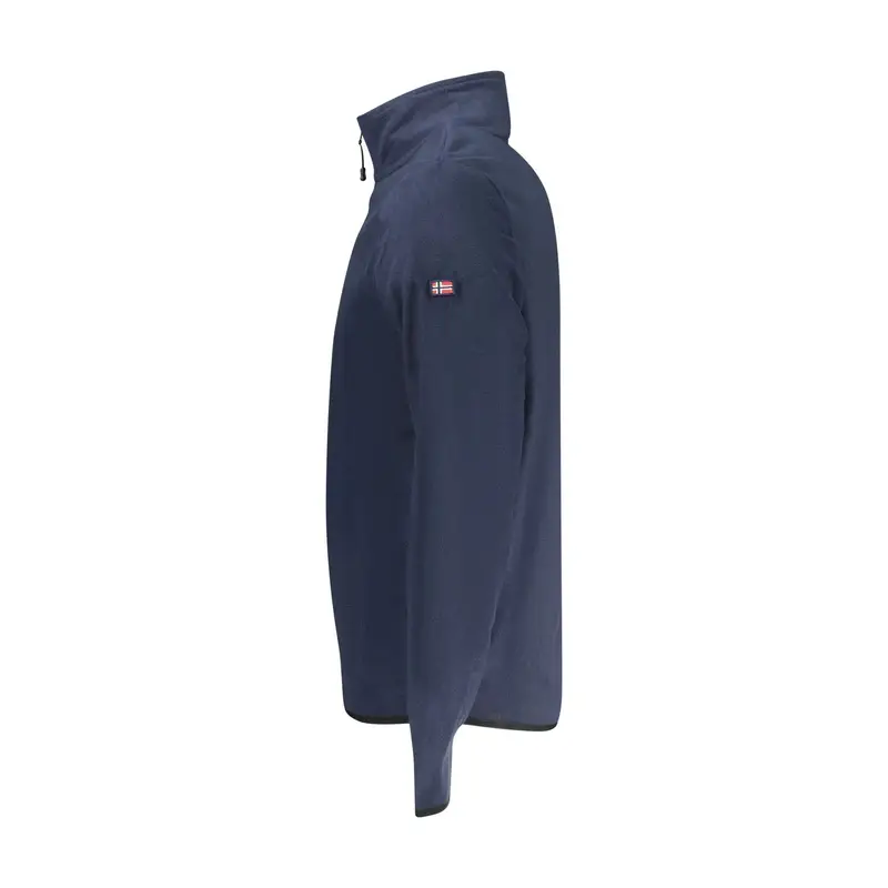 Felpa Uomo Blu Mezza Zip Pile Applicazione Logo miniatura 3