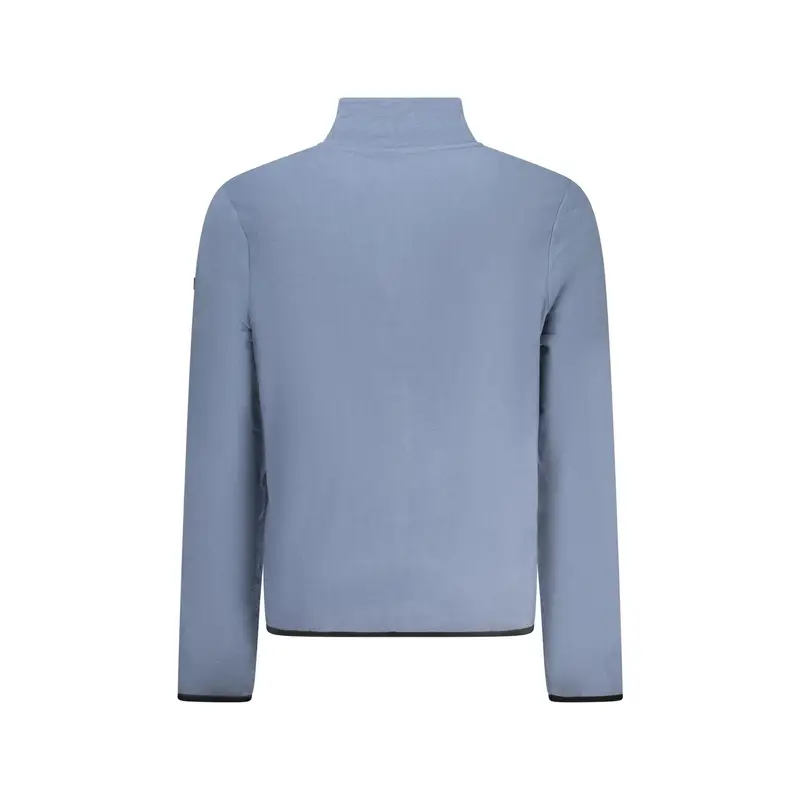 Felpa Uomo Blu Mezza Zip Pile Applicazione Logo miniatura 2