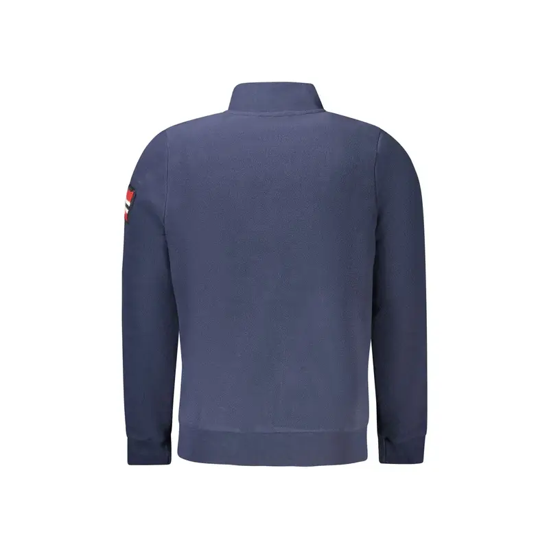 Felpa Uomo Blu Zip Pile Tasche Ricamo Logo miniatura 2