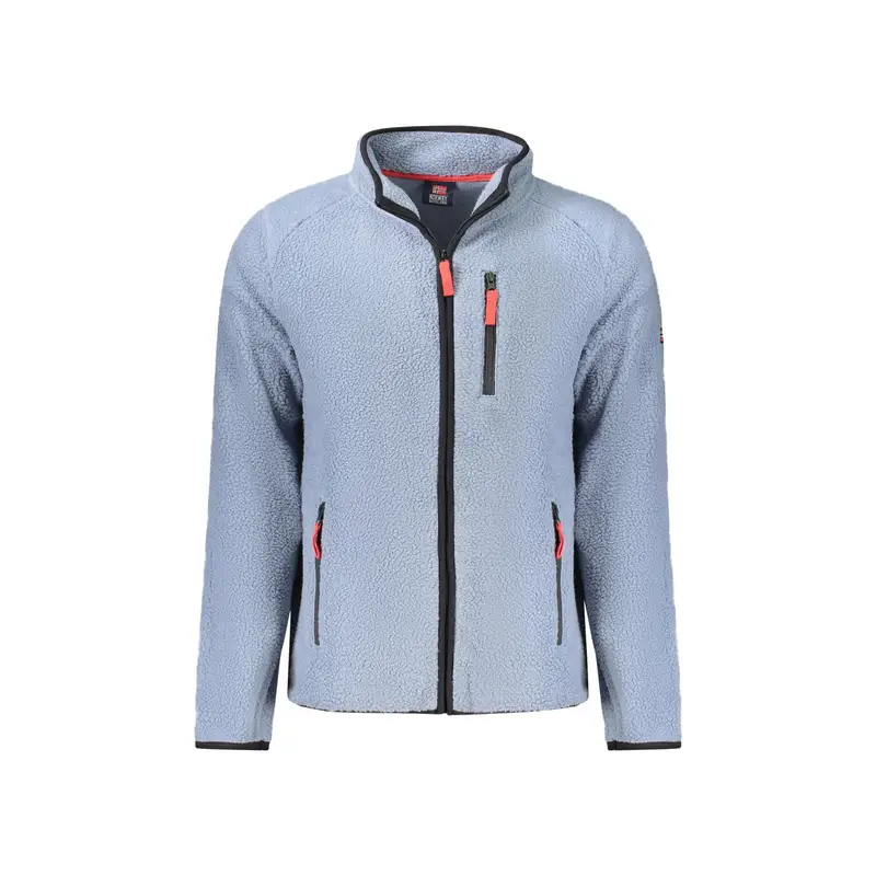 Felpa Uomo Blu Zip Tasche Applicazione Logo