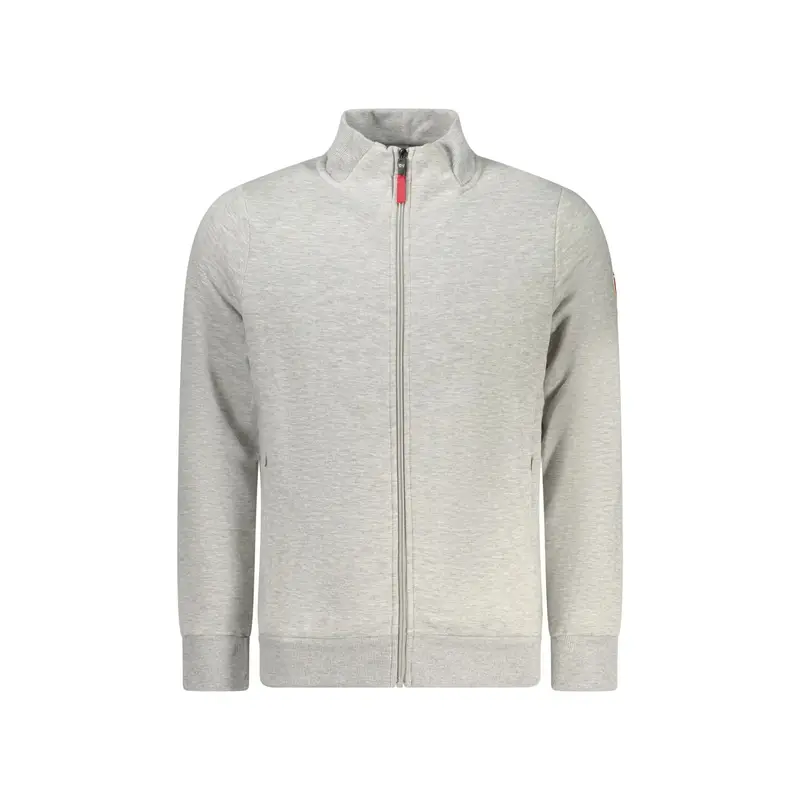 Felpa Uomo Grigia con Zip Felpata Applicazione Logo Grigio