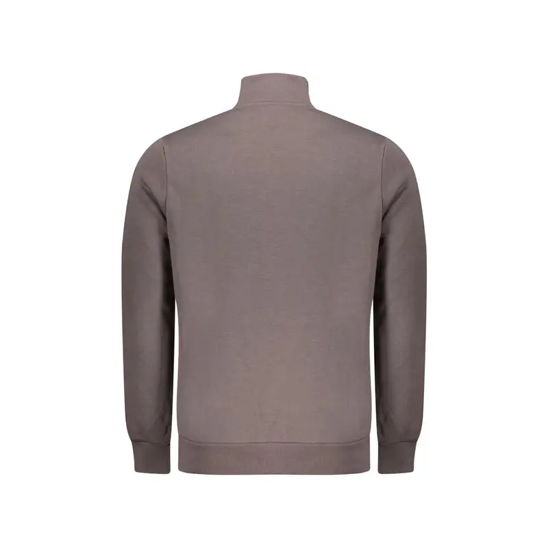 Felpa Uomo Marrone con Zip Felpata Applicazione Logo miniatura 2