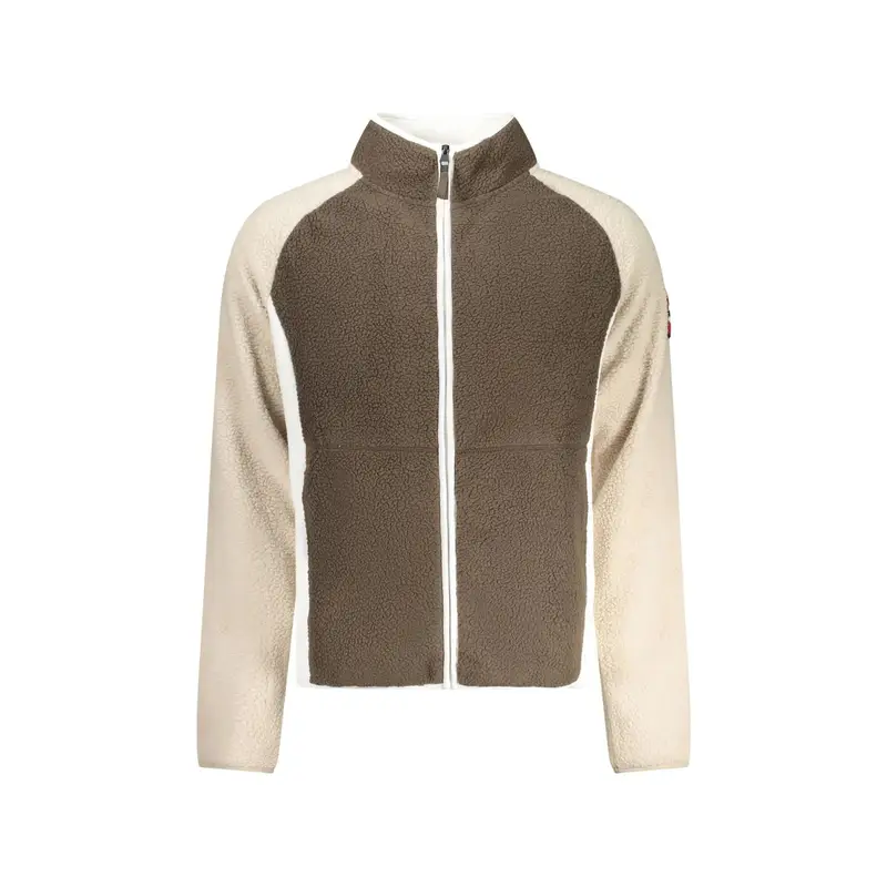 Felpa Uomo Marrone con Zip Pile Ricamo Logo