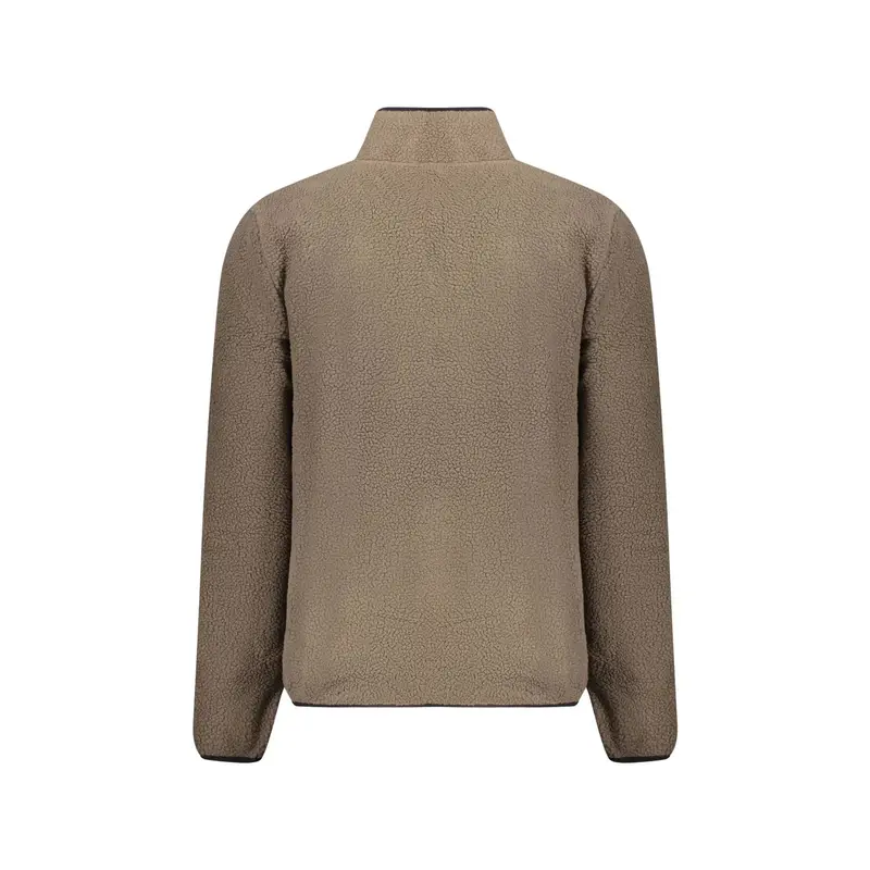 Felpa Uomo Marrone Zip Tasche Applicazione Logo miniatura 2