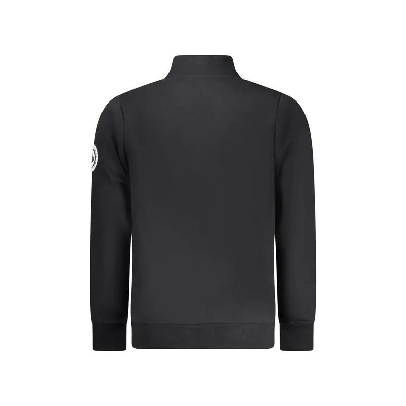 Felpa Uomo Nera con Zip Felpata Applicazione Logo Nero miniatura 2