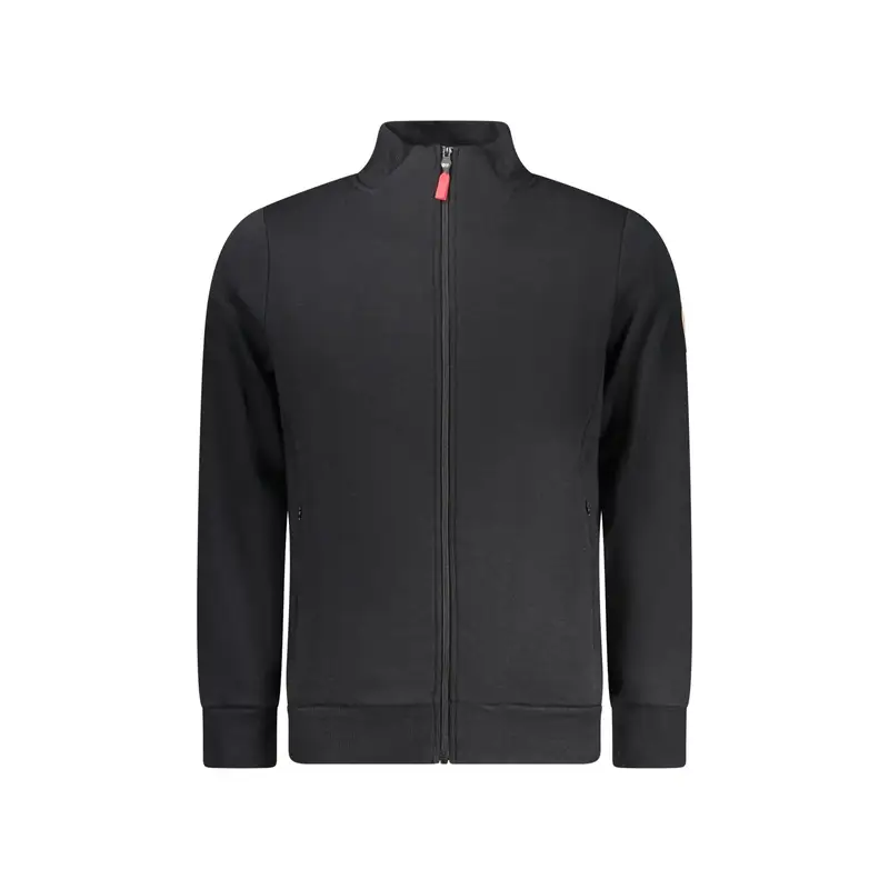 Felpa Uomo Nera con Zip Felpata Applicazione Logo Nero