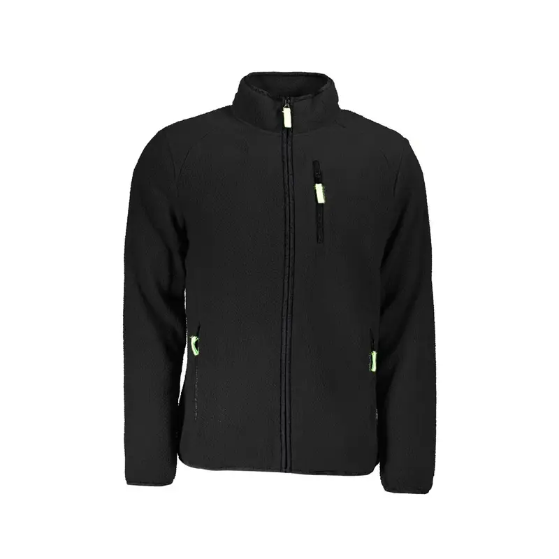 Felpa Uomo Nera Zip Dettagli Contrasto Applicazione Nero