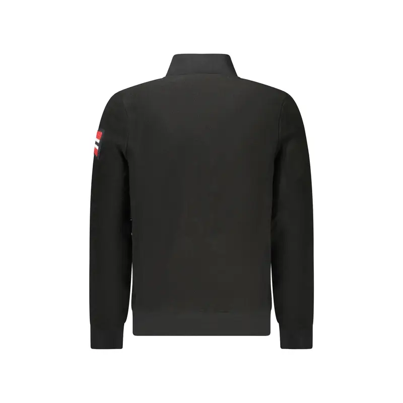 Felpa Uomo Nero Zip Pile Tasche Ricamo Logo miniatura 2