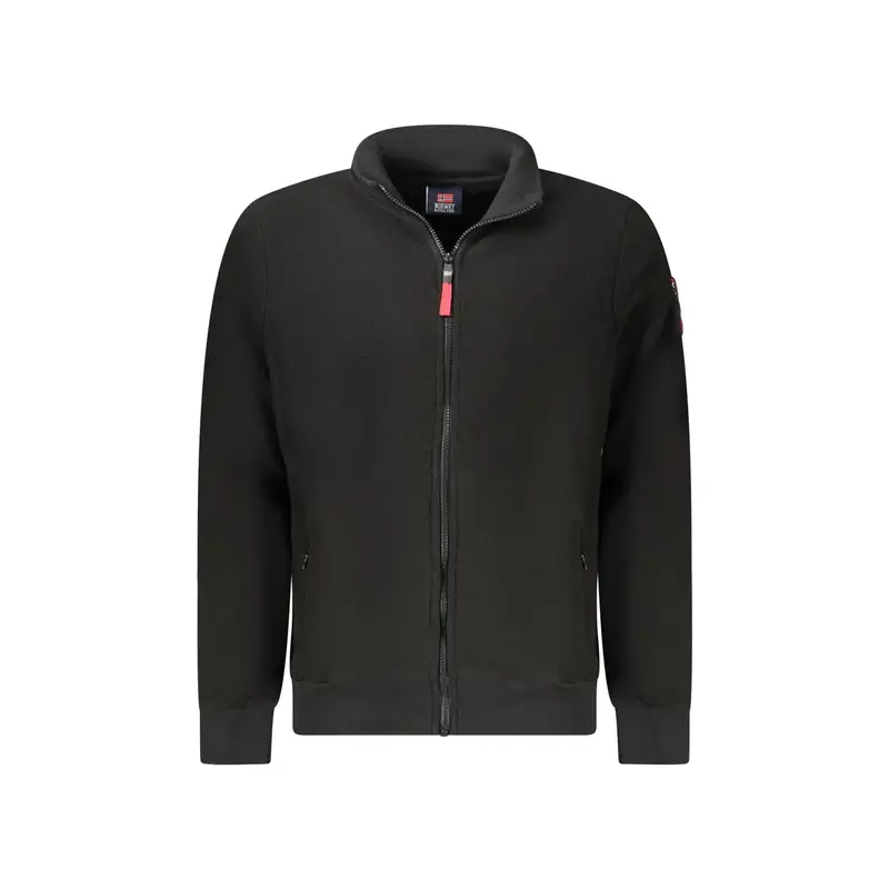 Felpa Uomo Nero Zip Pile Tasche Ricamo Logo