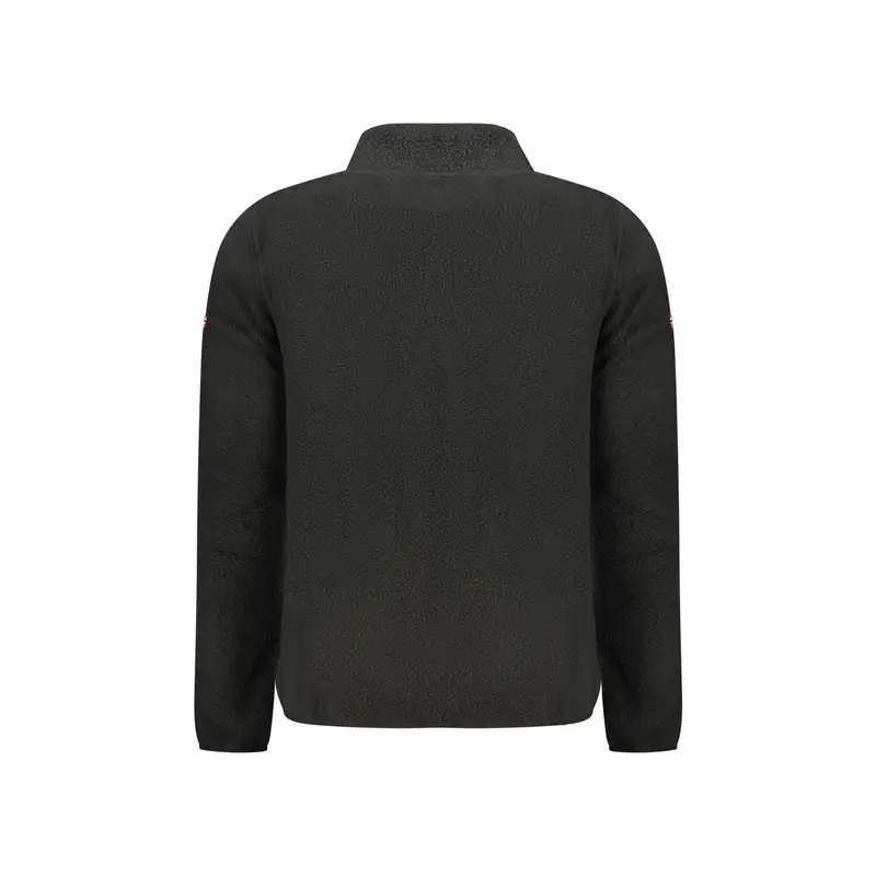 Felpa Uomo Nero Zip Tasche Applicazione Logo miniatura 2