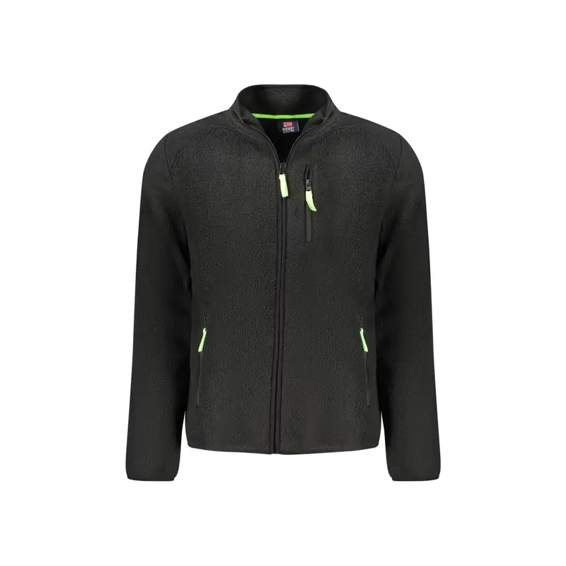 Felpa Uomo Nero Zip Tasche Applicazione Logo