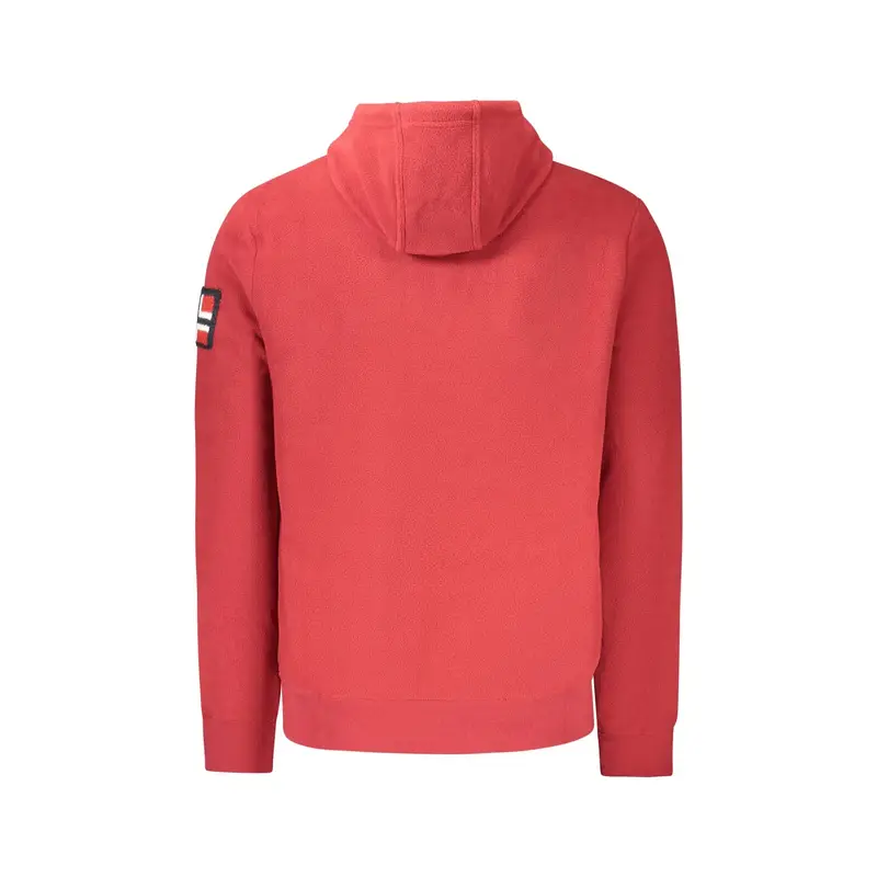 Felpa Uomo Rossa con Zip Pile Cappuccio Ricamo Logo Rosso miniatura 2