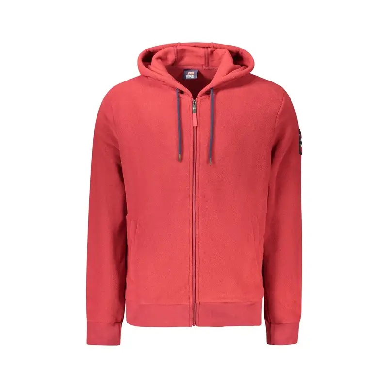 Felpa Uomo Rossa con Zip Pile Cappuccio Ricamo Logo Rosso