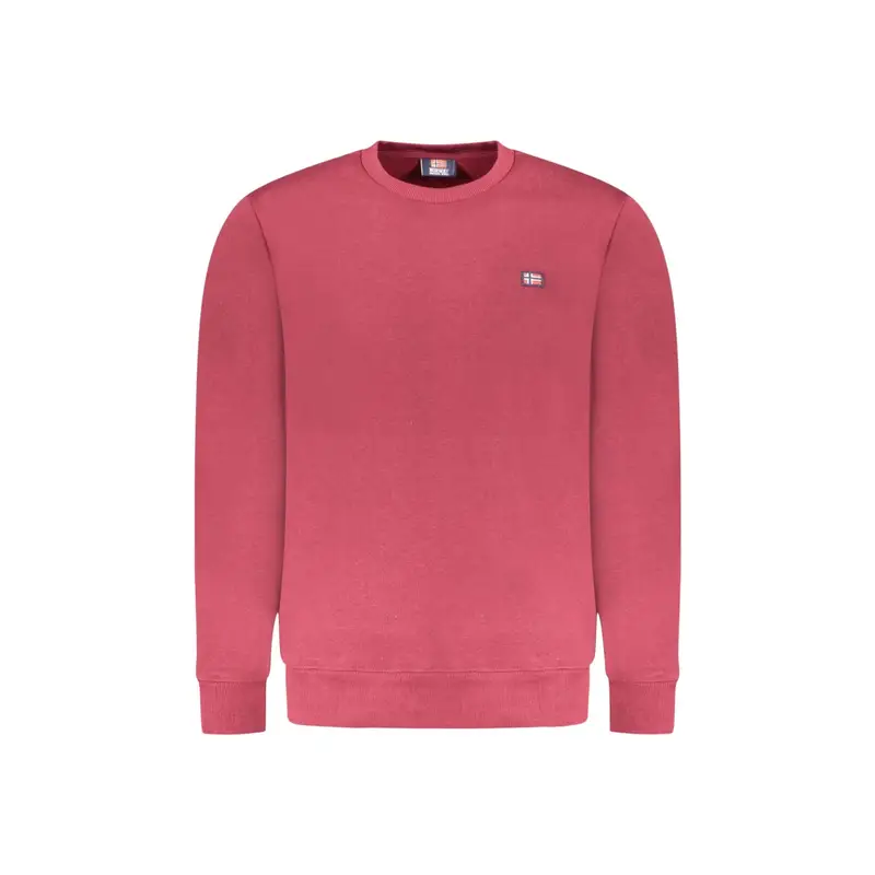 Felpa Uomo Rossa Girocollo Felpata Applicazione Rosso