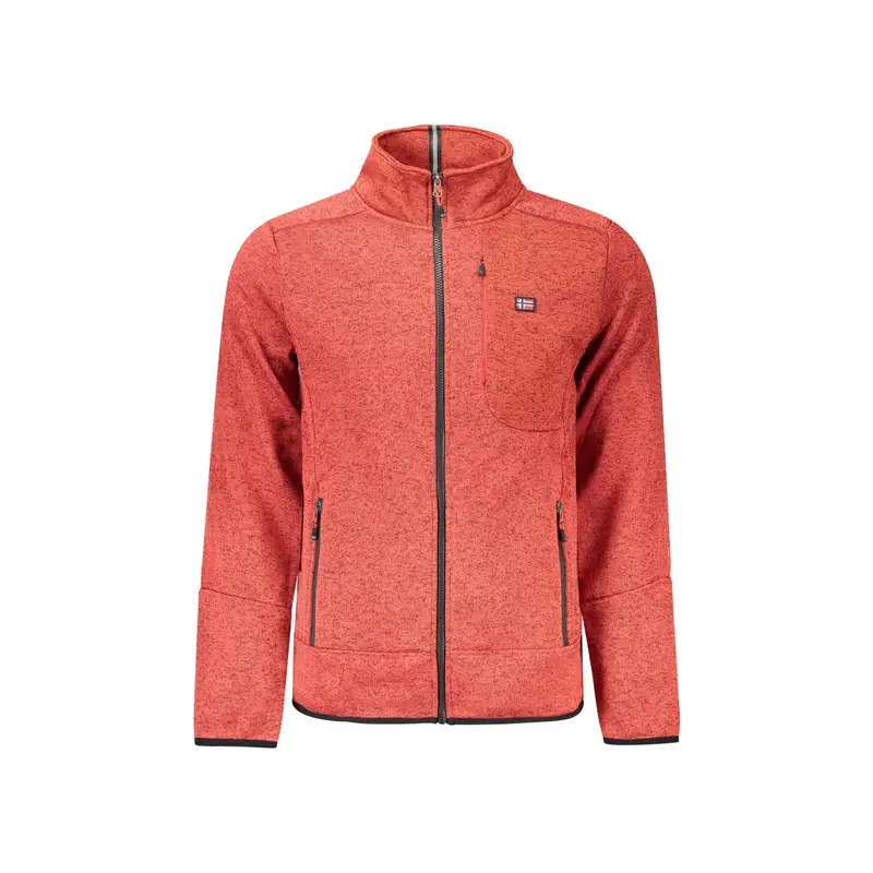 Felpa Uomo Rossa Zip Felpata Dettagli Contrasto Rosso