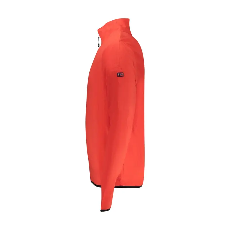 Felpa Uomo Rosso Mezza Zip Pile Applicazione Logo miniatura 3