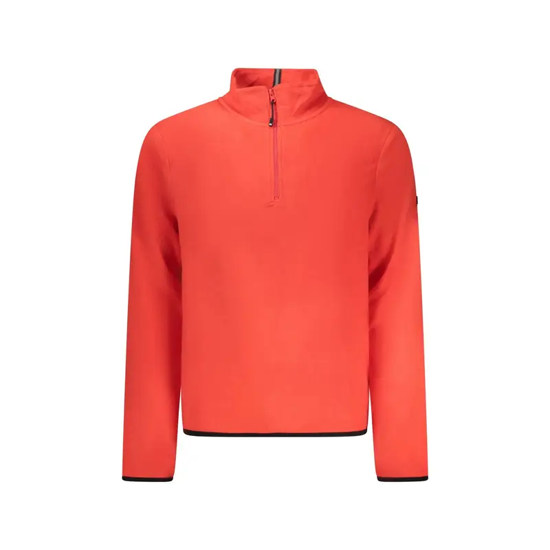 Felpa Uomo Rosso Mezza Zip Pile Applicazione Logo