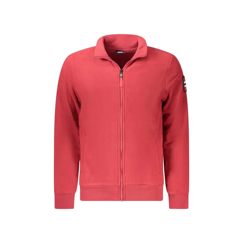 Felpa Uomo Rosso Zip Pile Tasche Ricamo Logo