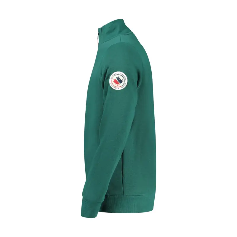 Felpa Uomo Verde con Zip Felpata Applicazione Logo miniatura 2