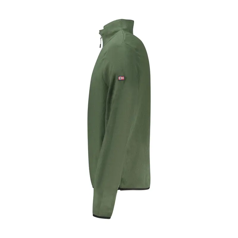 Felpa Uomo Verde Mezza Zip Pile Applicazione Logo miniatura 3