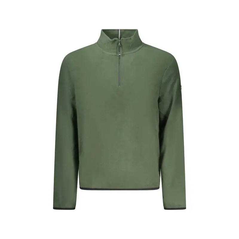 Felpa Uomo Verde Mezza Zip Pile Applicazione Logo
