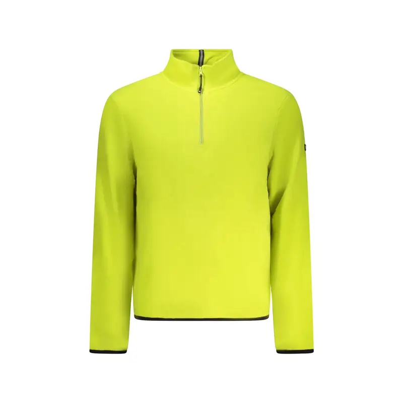 Felpa Uomo Verde Mezza Zip Pile Applicazione Logo