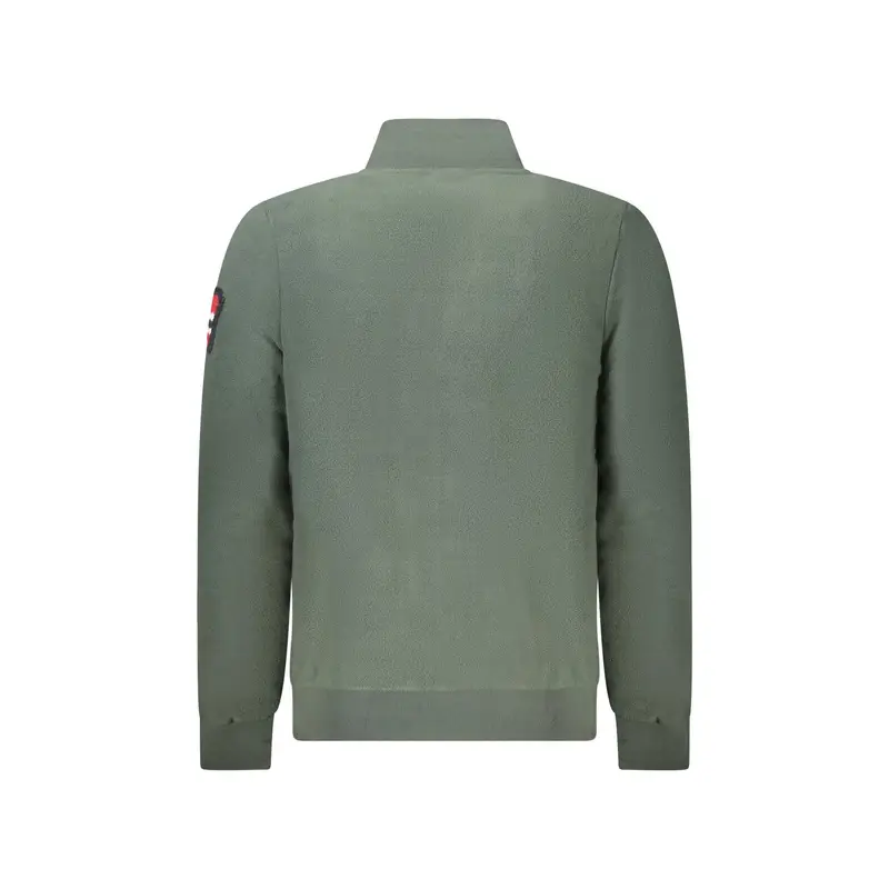 Felpa Uomo Verde Zip Pile Tasche Ricamo Logo miniatura 2