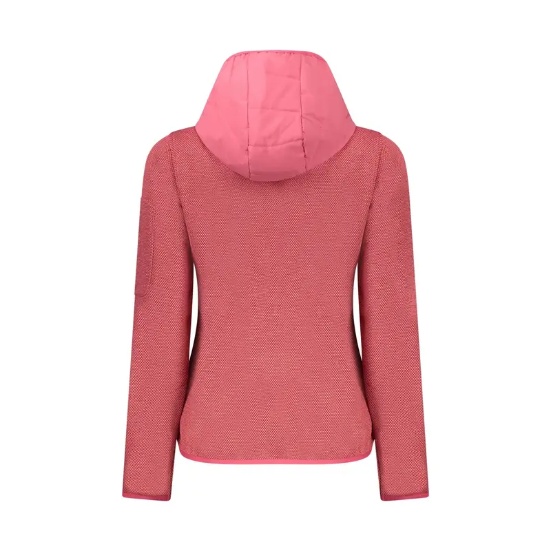 Giubbotto Donna Cappuccio Zip Tasche Pile Applicazione Logo Rosa miniatura 2