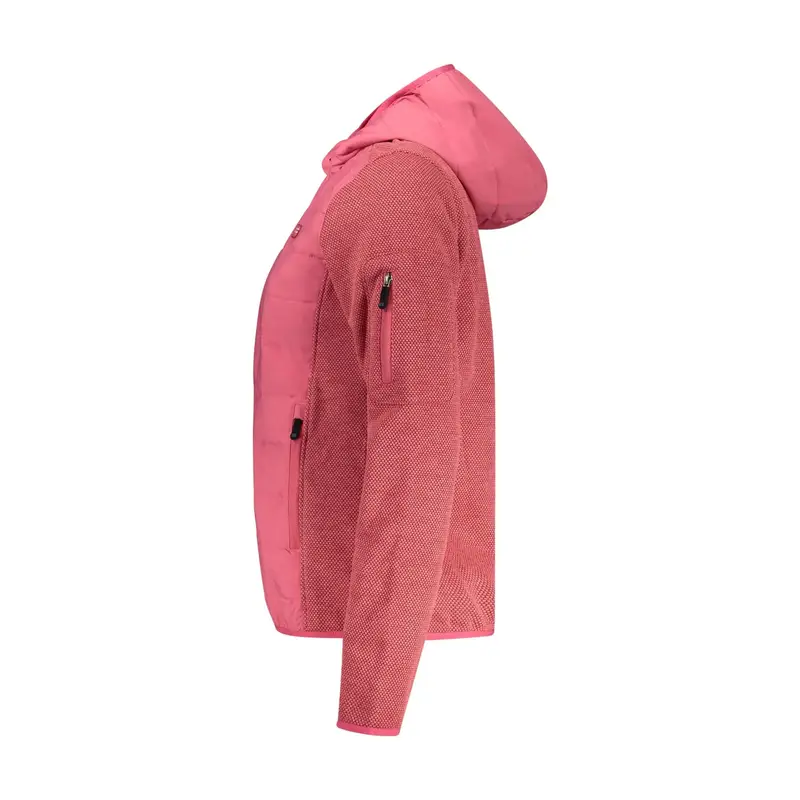 Giubbotto Donna Cappuccio Zip Tasche Pile Applicazione Logo Rosa miniatura 3
