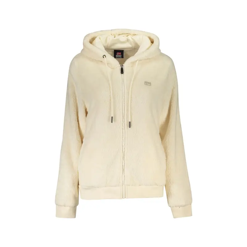 Giubbotto Donna Cappuccio Zip Tasche Poliestere Ricamo Logo Bianco