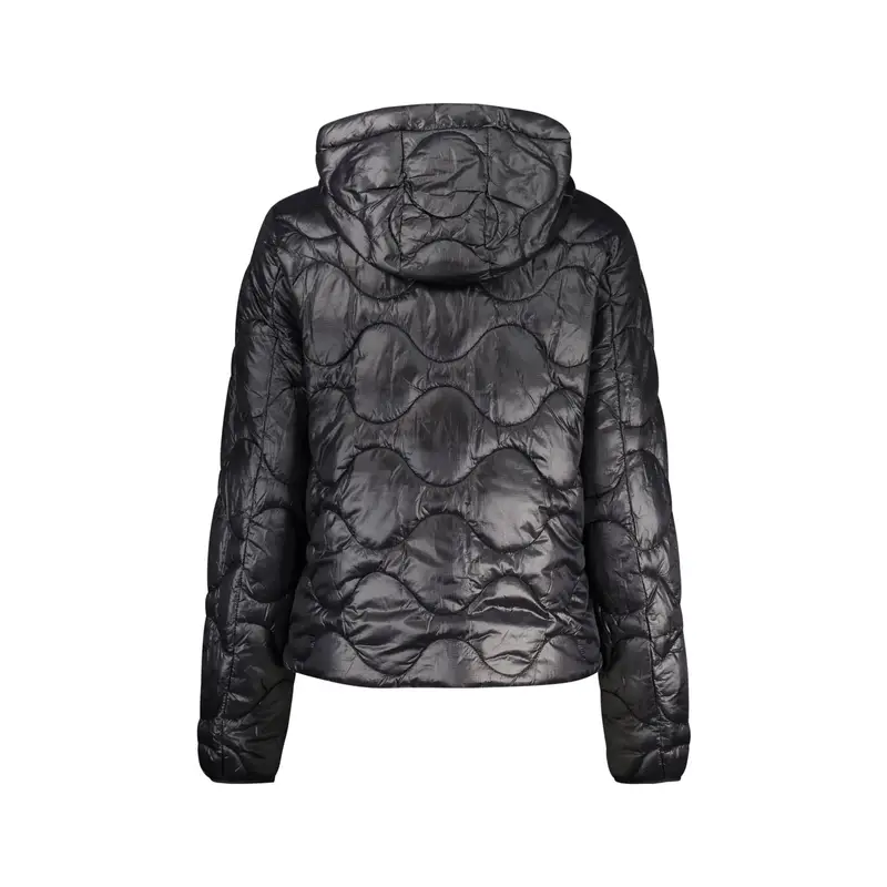 Giubbotto Donna Nero Cappuccio Dettagli Contrasto Logo miniatura 2