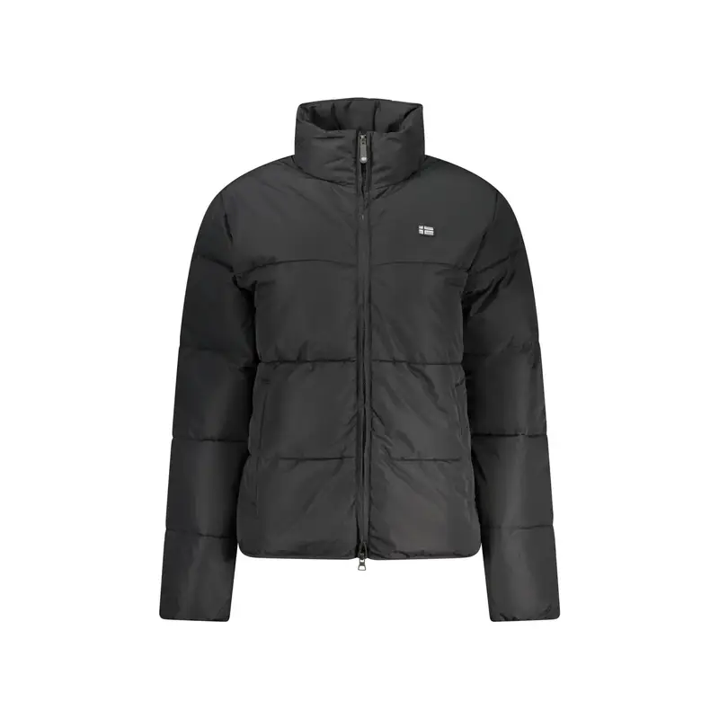 Giubbotto Donna Nero Dettagli Contrasto Zip Logo