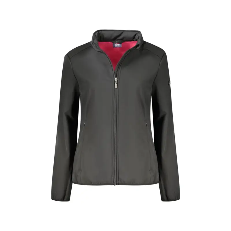 Giubbotto Donna Nero Soft Shell Cappuccio Pile Logo