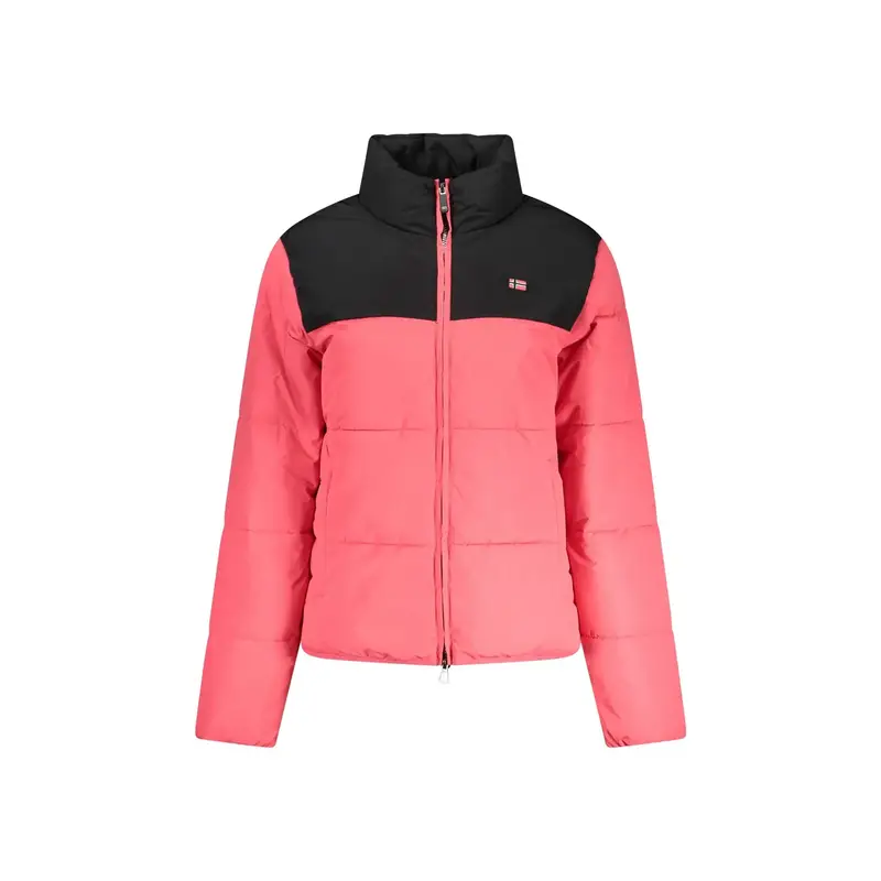 Giubbotto Donna Rosa Zip Dettagli Contrasto Logo