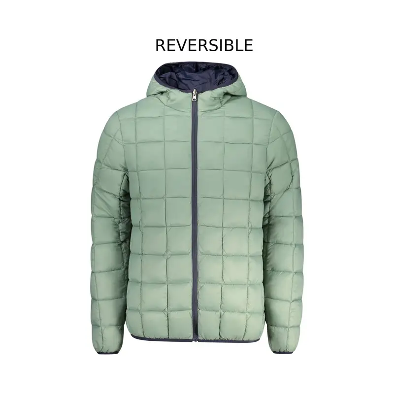 Giubbotto Uomo Blu Cappuccio Reversibile Logo miniatura 3