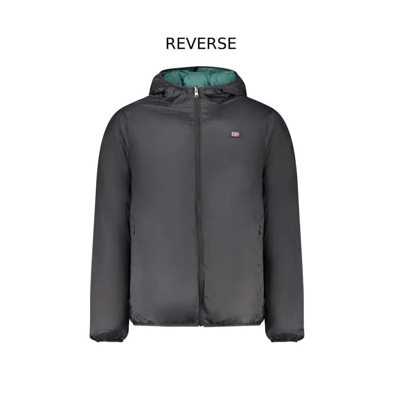 Giubbotto Uomo Nero Cappuccio Reversibile Logo