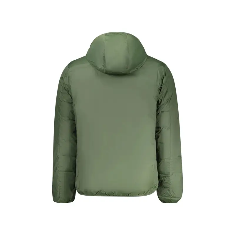 Giubbotto Uomo Verde Cappuccio Reversibile Logo miniatura 2