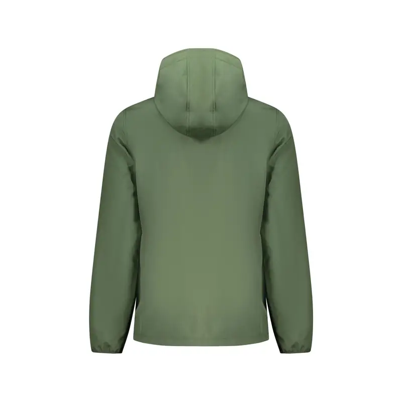 Giubbotto Uomo Verde Soft Shell Cappuccio Mezza Zip Logo miniatura 2