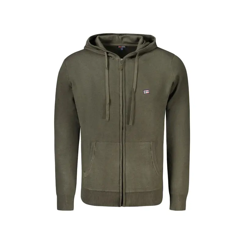 Maglia Cardigan Uomo Verde Ricamo