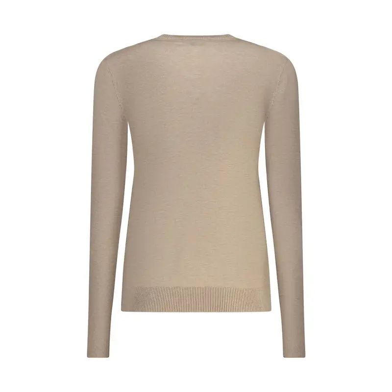 Maglia Donna Beige Girocollo Maniche Lunghe Logo miniatura 2