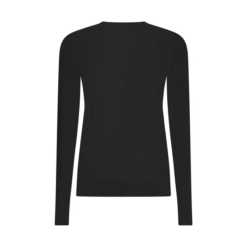 Maglia Donna Nera Girocollo Maniche Lunghe Logo Nero miniatura 2