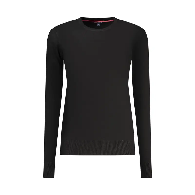 Maglia Donna Nera Girocollo Maniche Lunghe Logo Nero