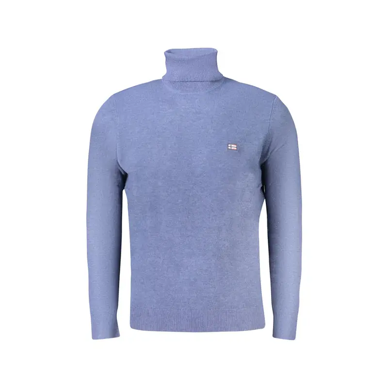 Maglia Uomo Blu Dolcevita con Ricamo e Logo