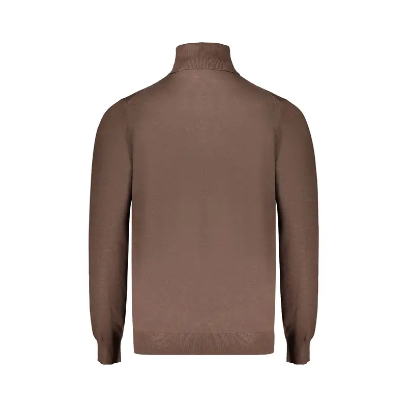 Maglia Uomo Marrone Dolcevita con Ricamo e Logo miniatura 2