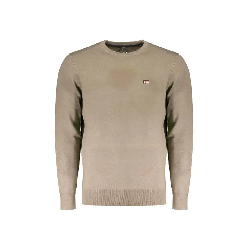 Maglia Uomo Marrone Girocollo con Ricamo e Logo