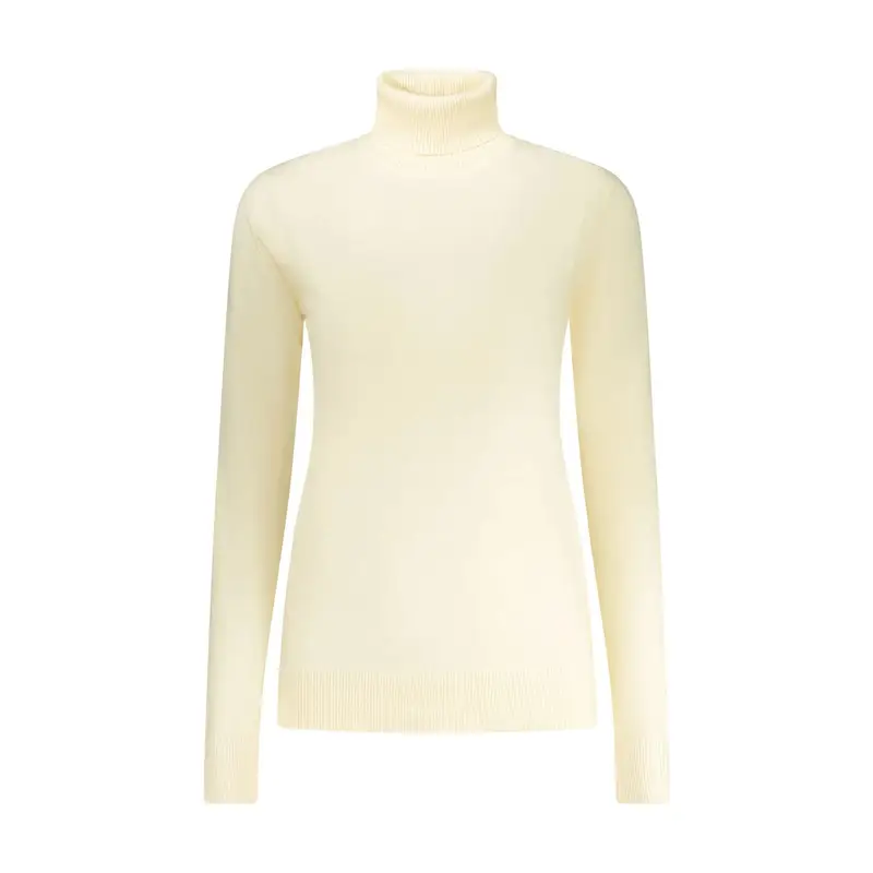 Maglione Donna Bianco Dolcevita Maniche Lunghe Logo
