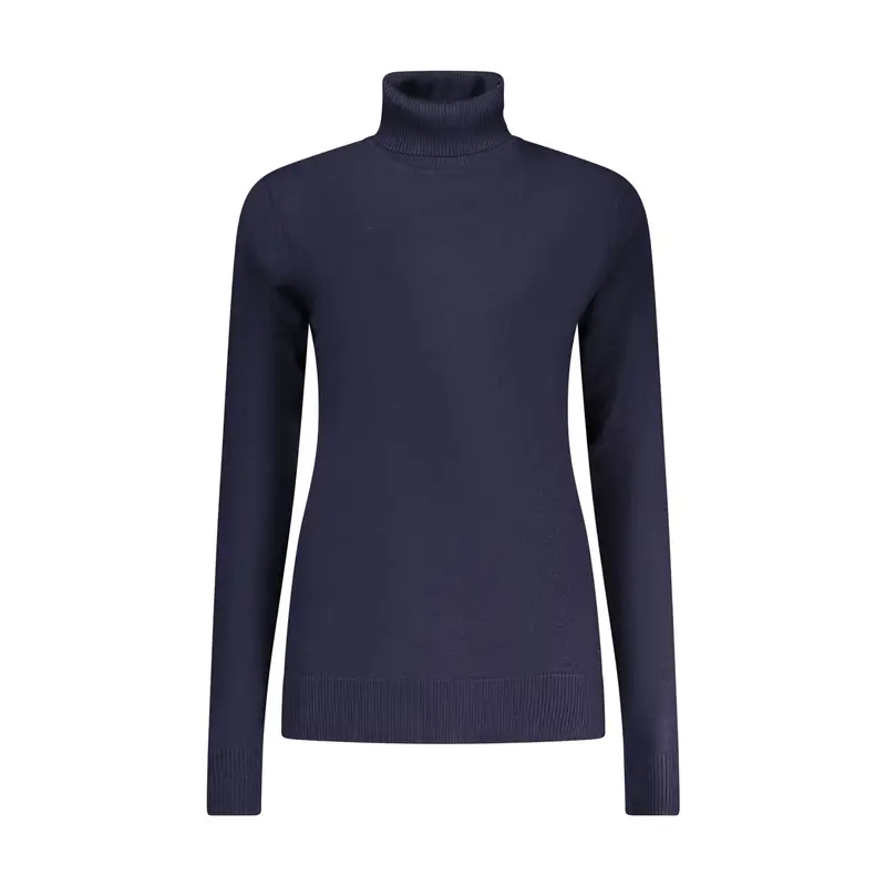 Maglione Donna Blu Dolcevita Maniche Lunghe Logo