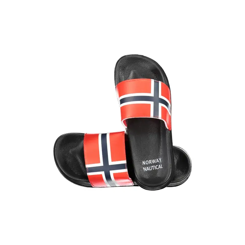 NORWAY Ciabatte Uomo Nere con Dettagli a Contrasto e Logo Nero