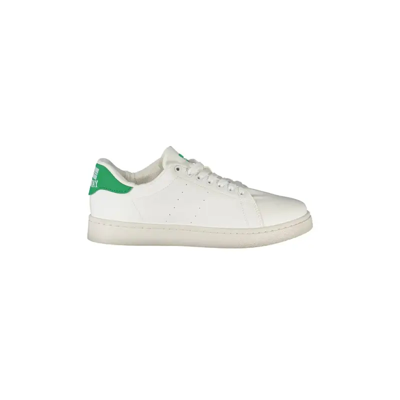 NORWAY Scarpe Sneakers Uomo Bianche con Dettagli a Contrasto e Logo Bianco