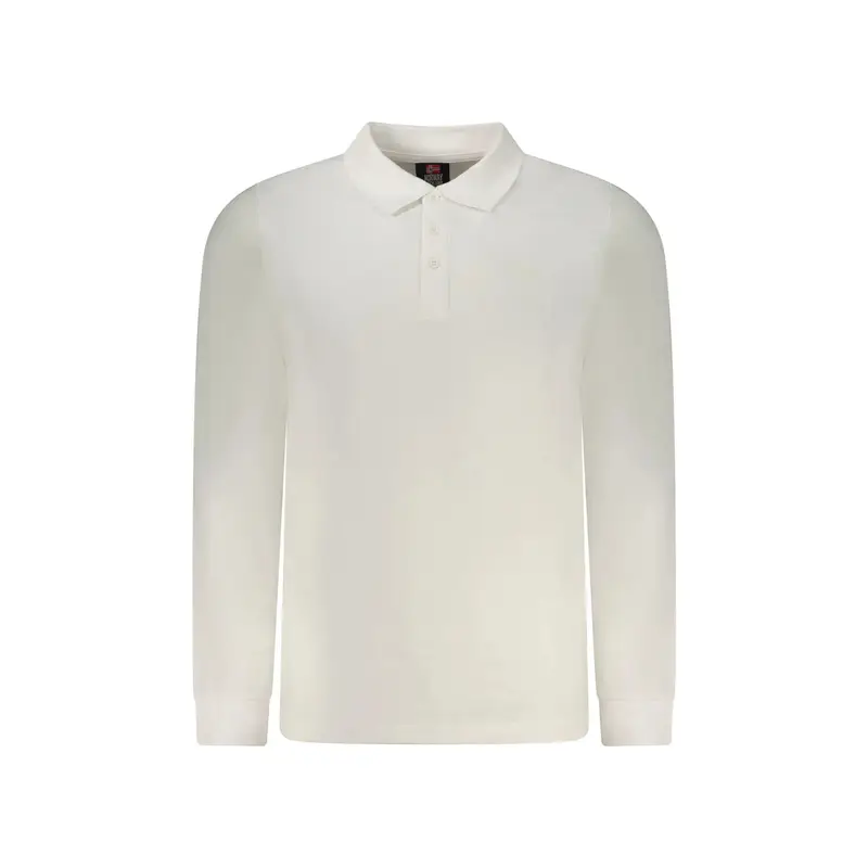 Polo Maniche Lunghe Uomo Bianca Ricamo Bianco